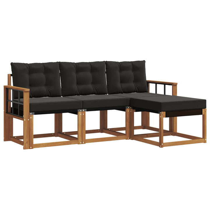 Udendørs sofagruppe med pude 4 pcs Naturlig og sort