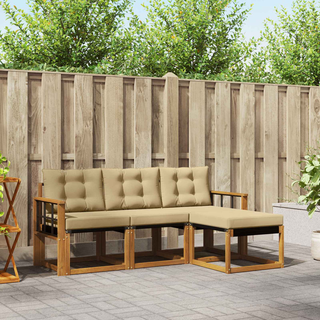 Udendørs sofagruppe med pude 4 pcs Naturlig og Beige