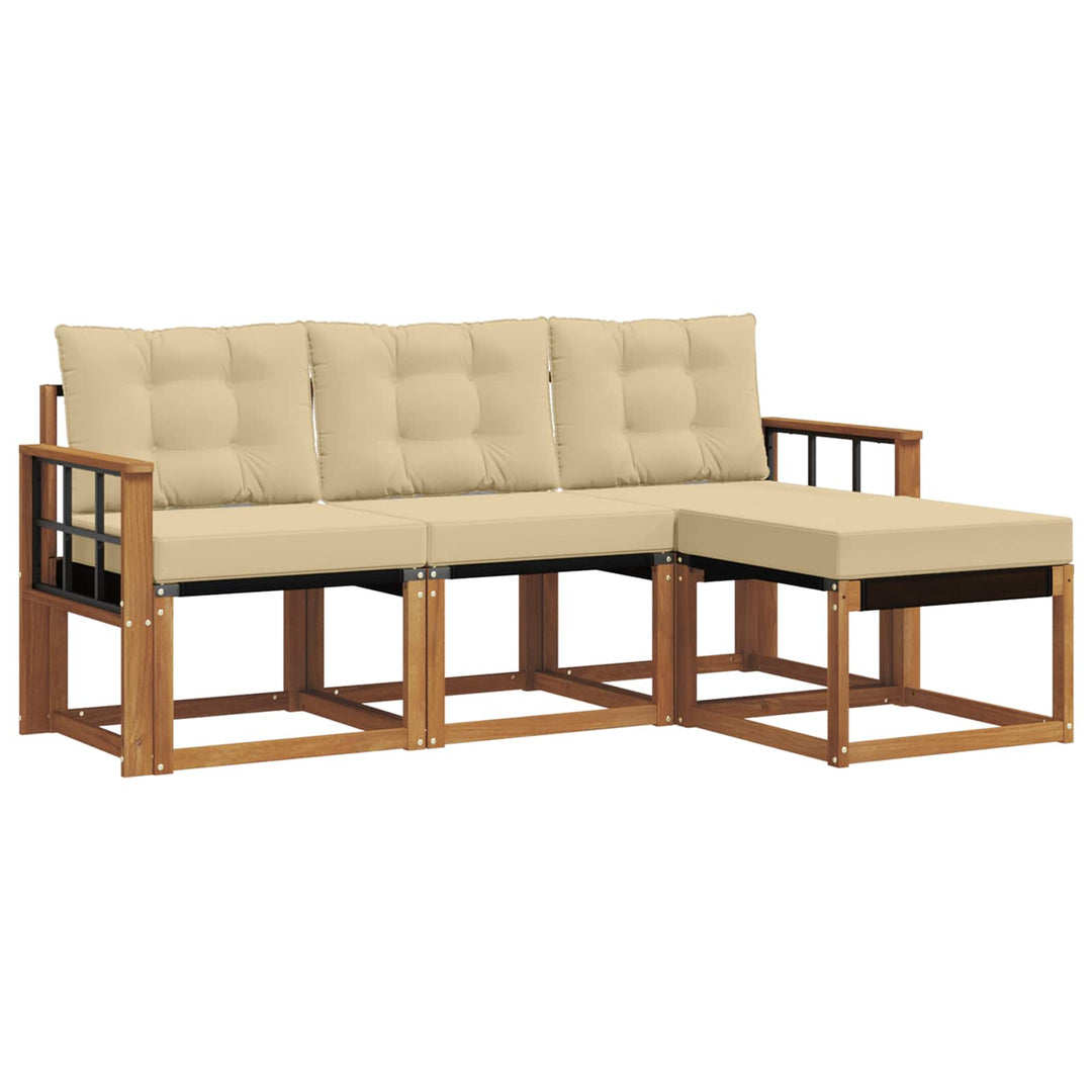 Udendørs sofagruppe med pude 4 pcs Naturlig og Beige