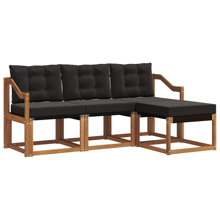 Udendørs sofagruppe med pude 4 pcs Naturlig og sort