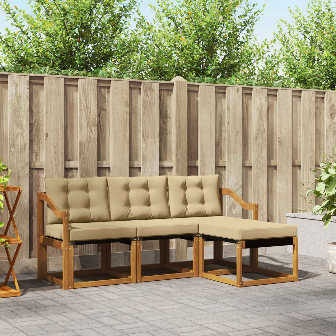 Udendørs sofagruppe med pude 4 pcs Naturlig og Beige