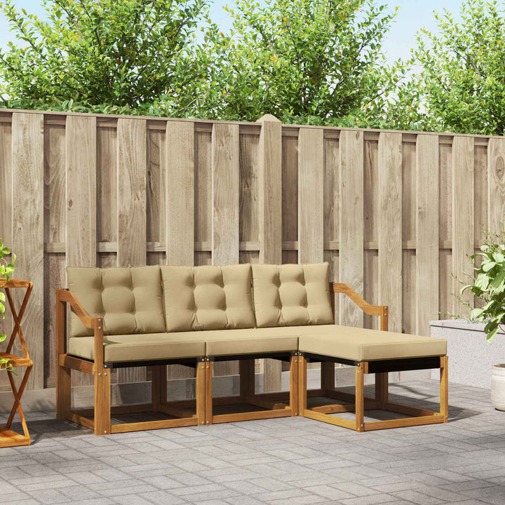 Udendørs sofagruppe med pude 4 pcs Naturlig og Beige