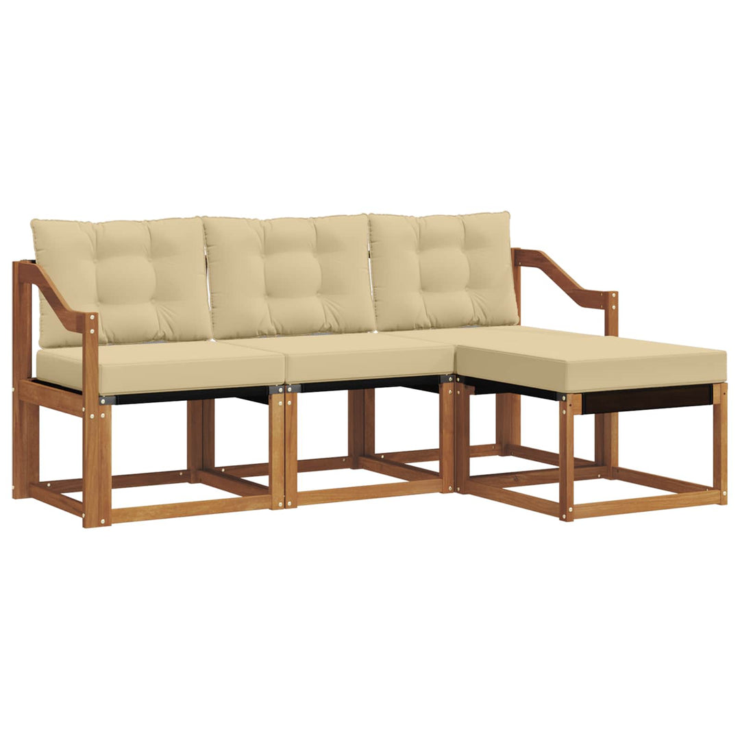 Udendørs sofagruppe med pude 4 pcs Naturlig og Beige