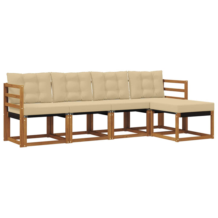 Udendørs sofagruppe med pude 5 pcs Naturlig og Beige