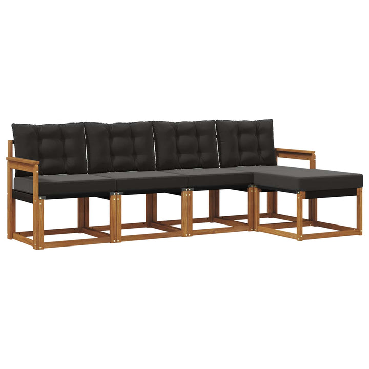Udendørs sofagruppe med pude 5 pcs Naturlig og sort