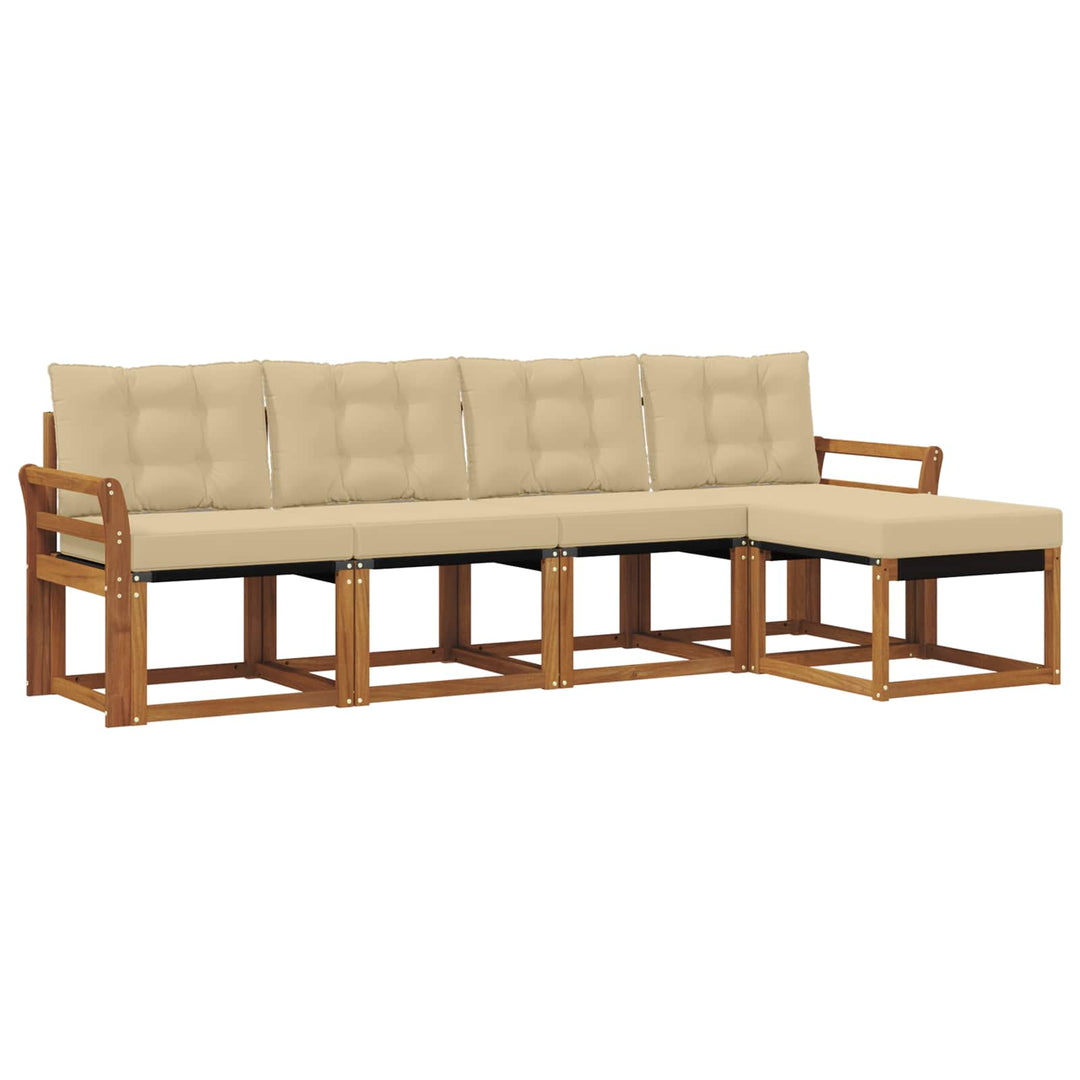 Udendørs sofagruppe med pude 5 pcs Naturlig og Beige