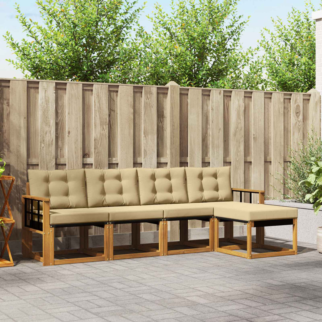 Udendørs sofagruppe med pude 5 pcs Naturlig og Beige