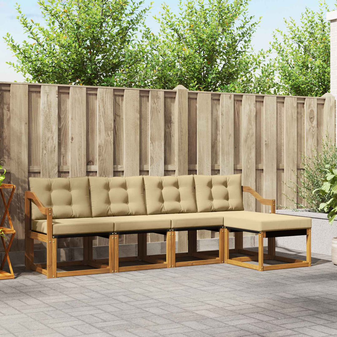 Udendørs sofagruppe med pude 5 pcs Naturlig og Beige