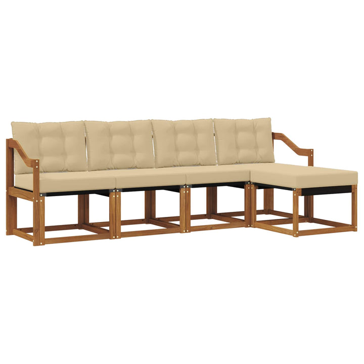 Udendørs sofagruppe med pude 5 pcs Naturlig og Beige