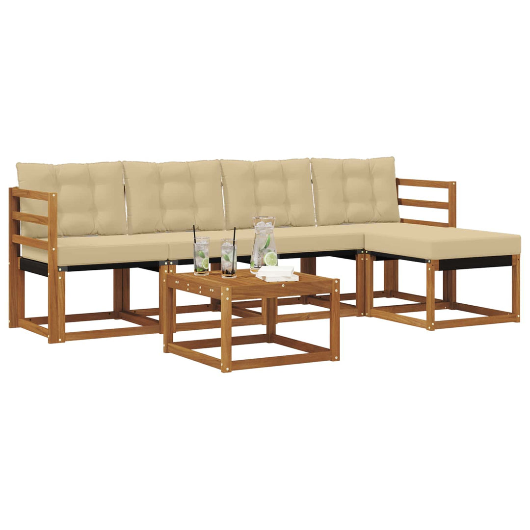 Udendørs sofagruppe 6 stk. Naturlig og Beige