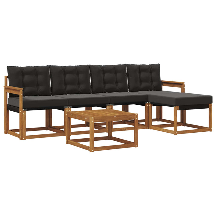 Udendørs sofagruppe med pude 6 pcs Naturlig og sort