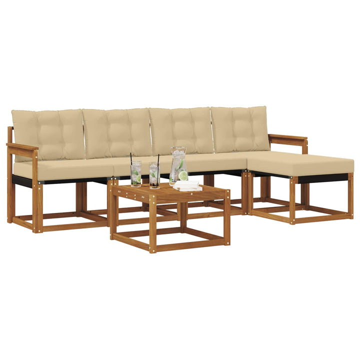Udendørs sofagruppe 6 stk. Naturlig og Beige