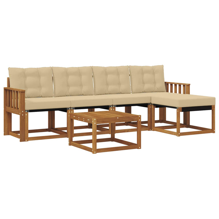 Udendørs sofagruppe 6 stk. Naturlig og Beige