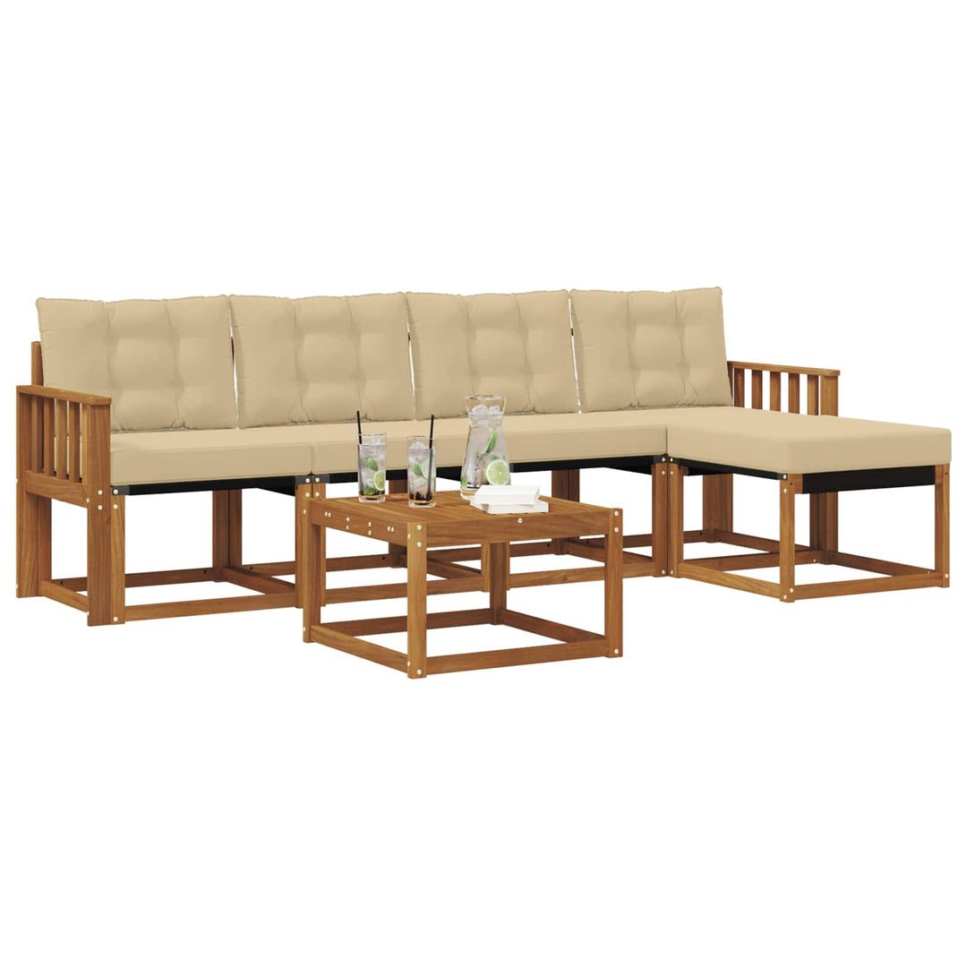 Udendørs sofagruppe 6 stk. Naturlig og Beige
