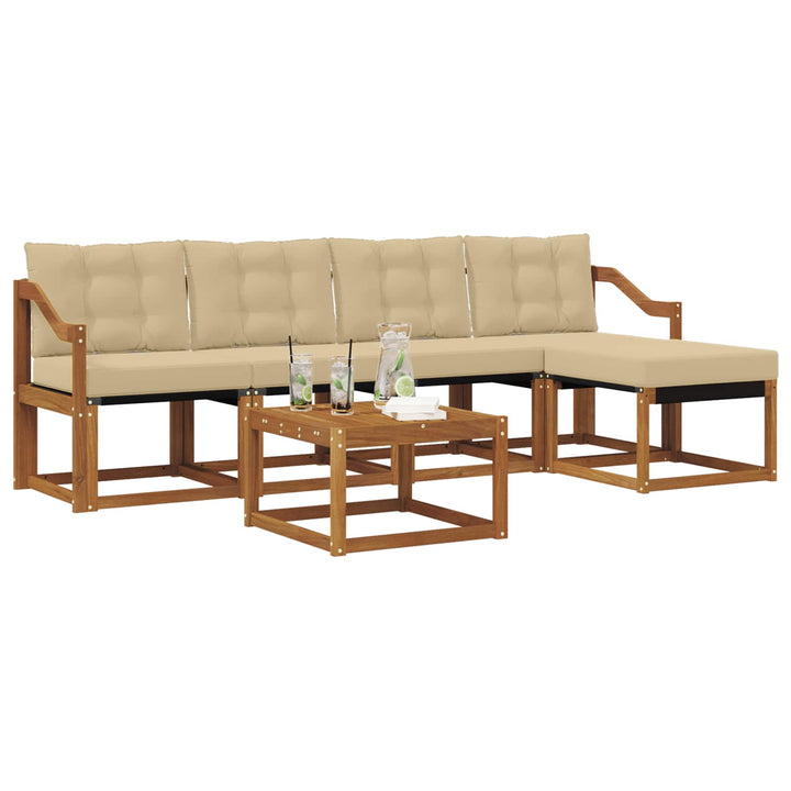 Udendørs sofagruppe 6 stk. Naturlig og Beige