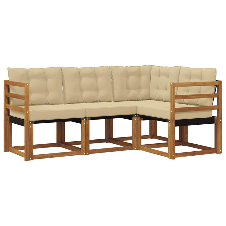 Udendørs sofagruppe med pude 4 pcs Naturlig og Beige