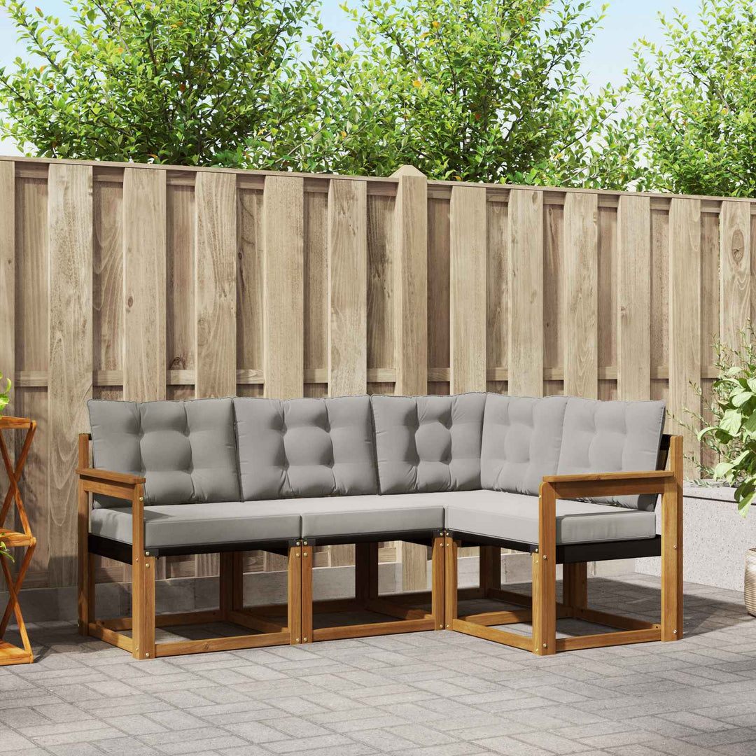 Udendørs sofagruppe med pude 4 pcs Naturlig og Lys Grå
