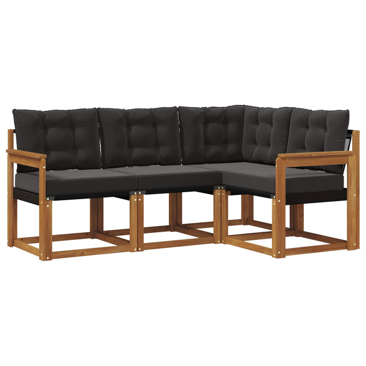 Udendørs sofagruppe med pude 4 pcs Naturlig og sort
