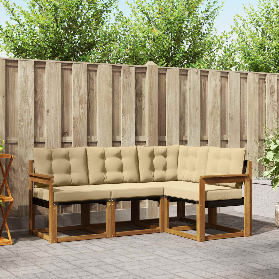 Udendørs sofagruppe med pude 4 pcs Naturlig og Beige