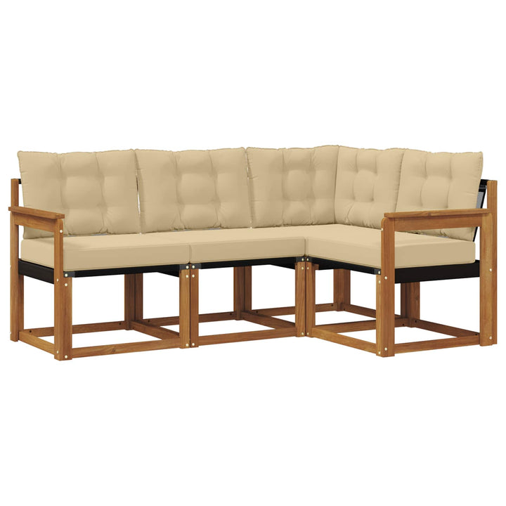 Udendørs sofagruppe med pude 4 pcs Naturlig og Beige