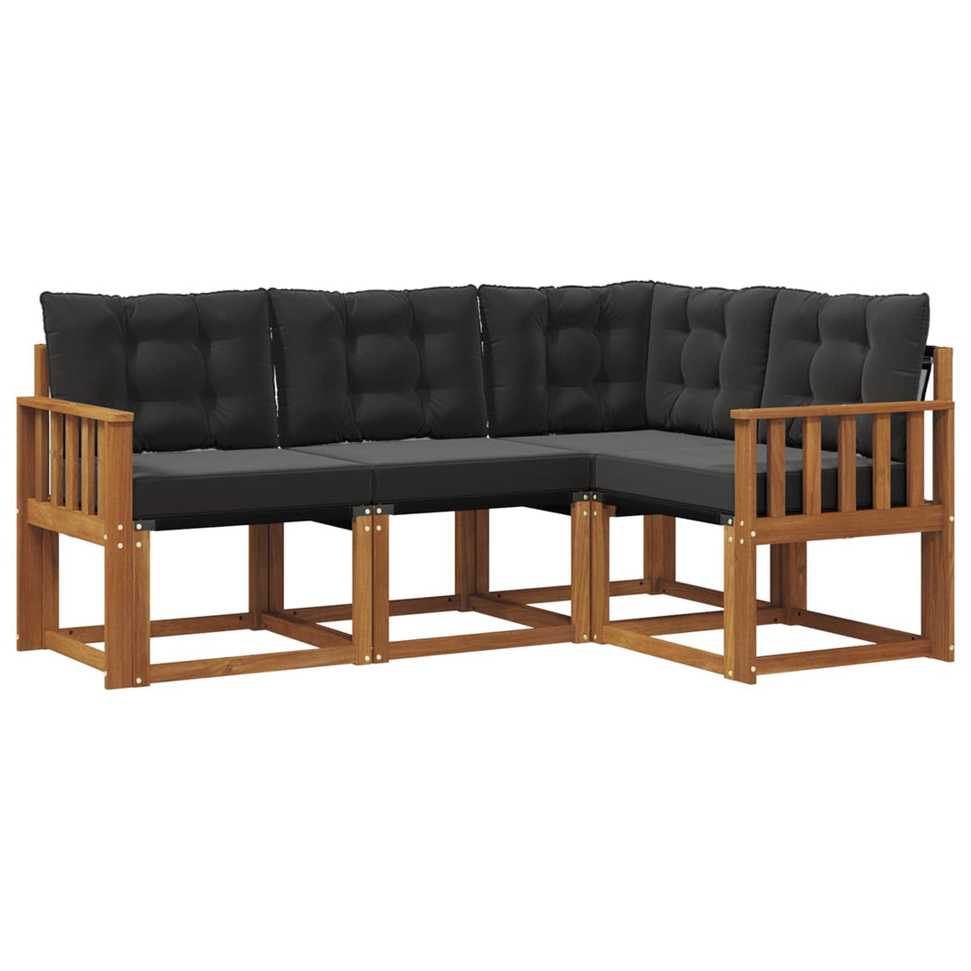 Udendørs sofagruppe med pude 4 pcs Naturlig og sort