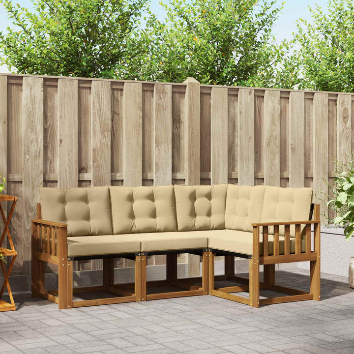 Udendørs sofagruppe med pude 4 pcs Naturlig og Beige