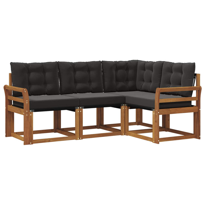 Udendørs sofagruppe med pude 4 pcs Naturlig og sort