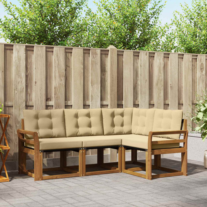 Udendørs sofagruppe med pude 4 pcs Naturlig og Beige