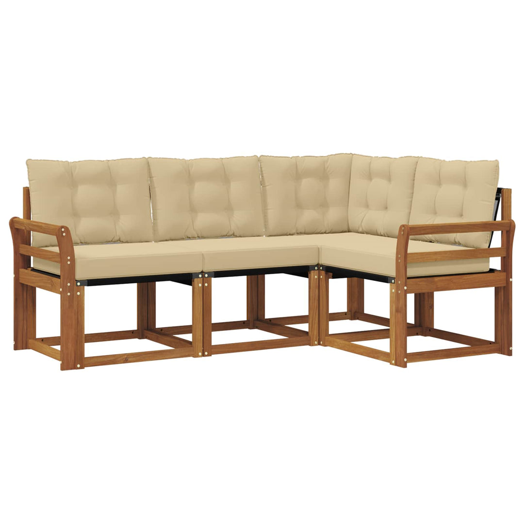 Udendørs sofagruppe med pude 4 pcs Naturlig og Beige