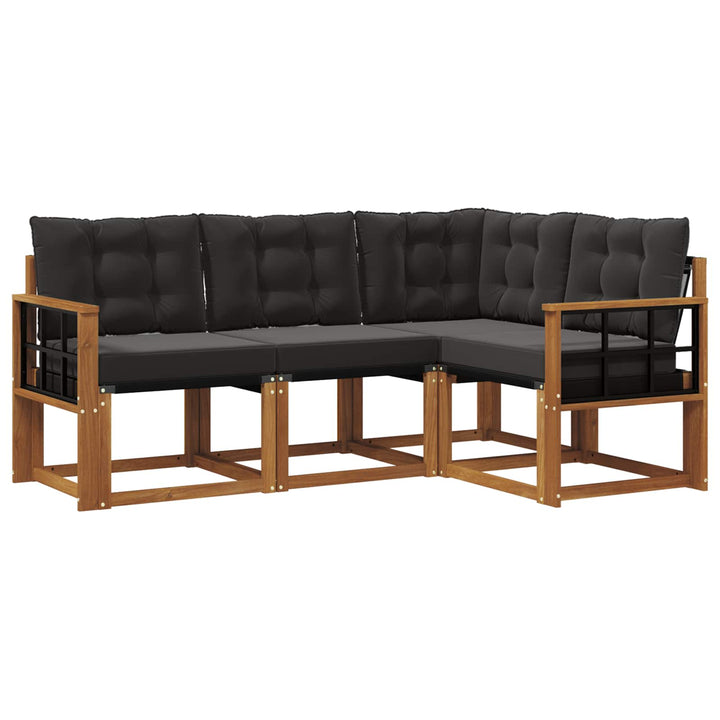 Udendørs sofagruppe med pude 4 pcs Naturlig og sort