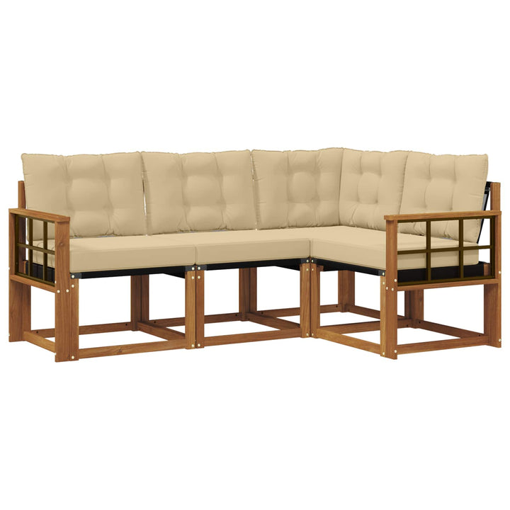 Udendørs sofagruppe med pude 4 pcs Naturlig og Beige