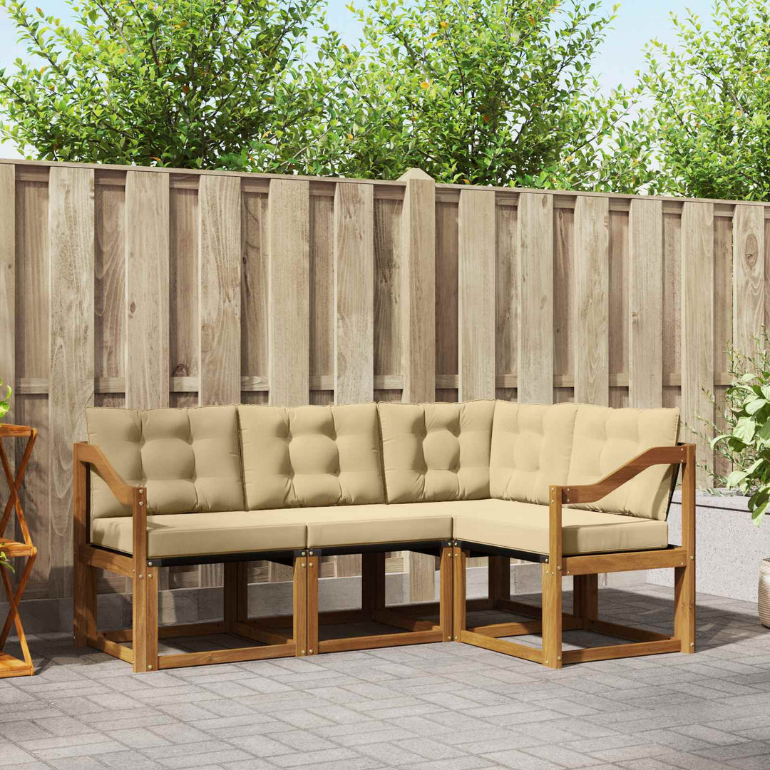 Udendørs sofagruppe med pude 4 pcs Naturlig og Beige