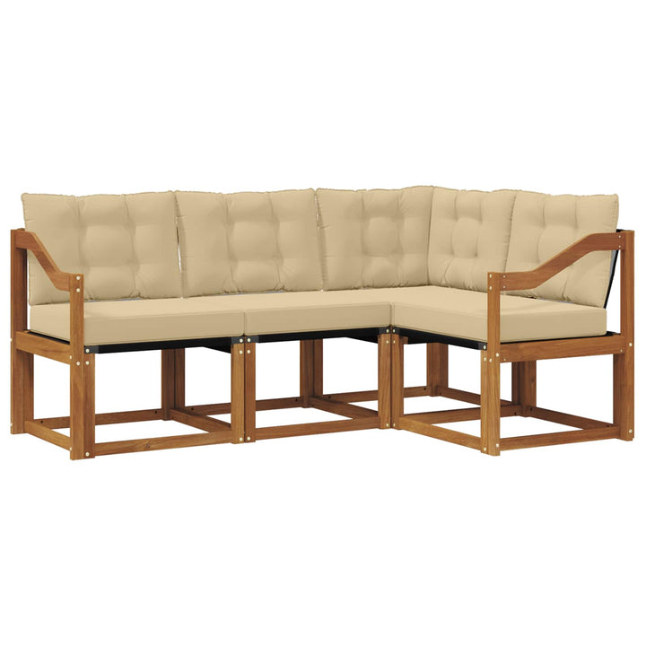 Udendørs sofagruppe med pude 4 pcs Naturlig og Beige