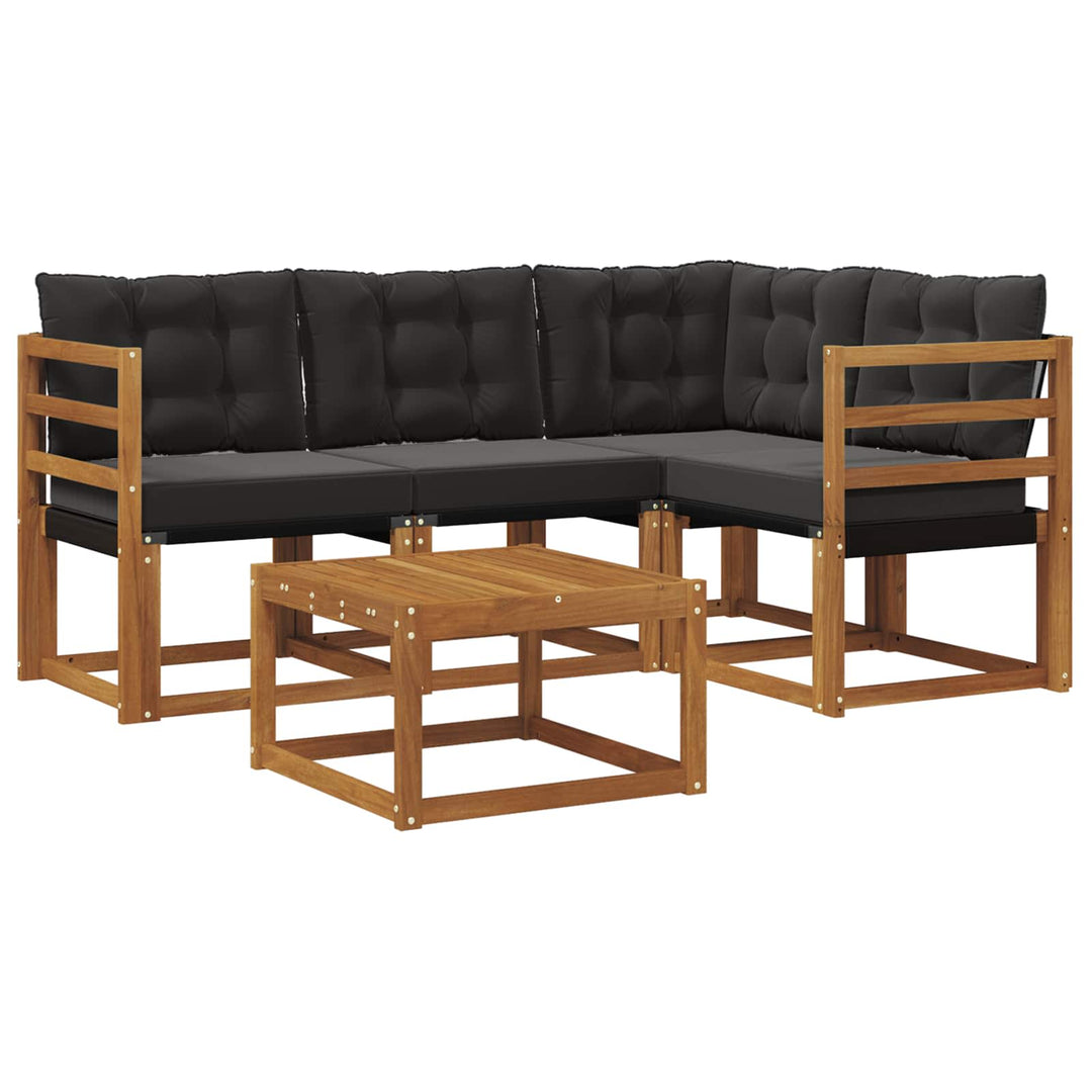 Udendørs sofagruppe 5 pcs Naturlig og sort