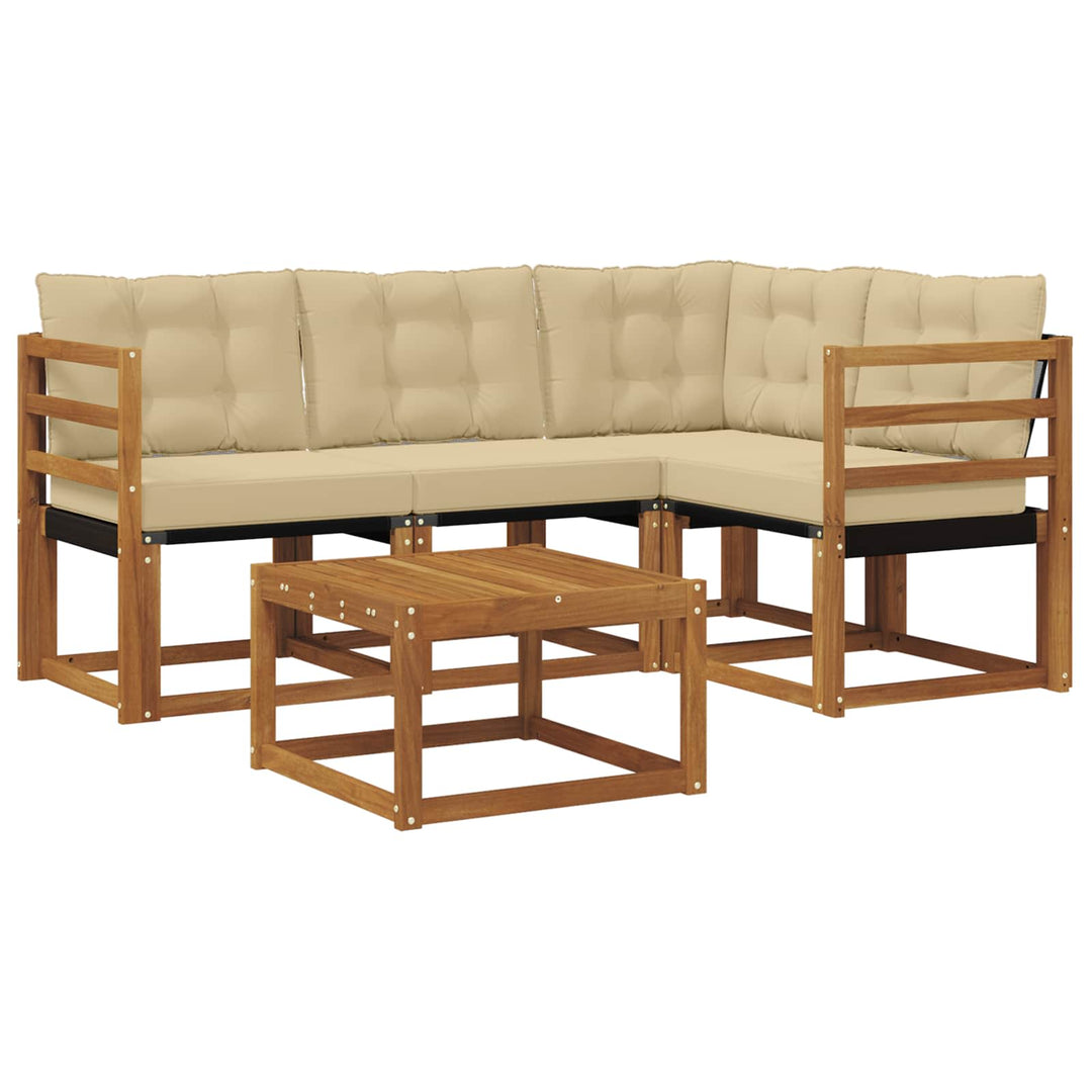 Udendørs sofagruppe med pude 5 pcs Naturlig og Beige