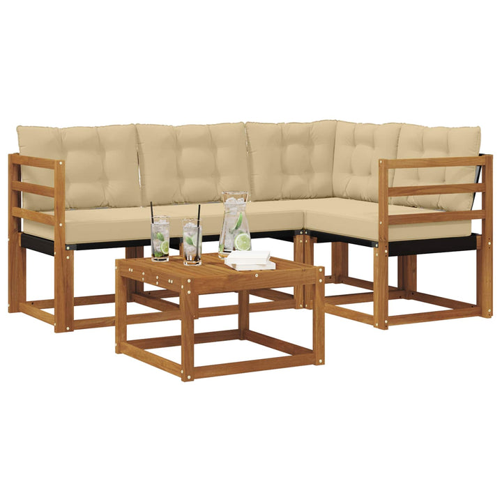 Udendørs sofagruppe med pude 5 pcs Naturlig og Beige