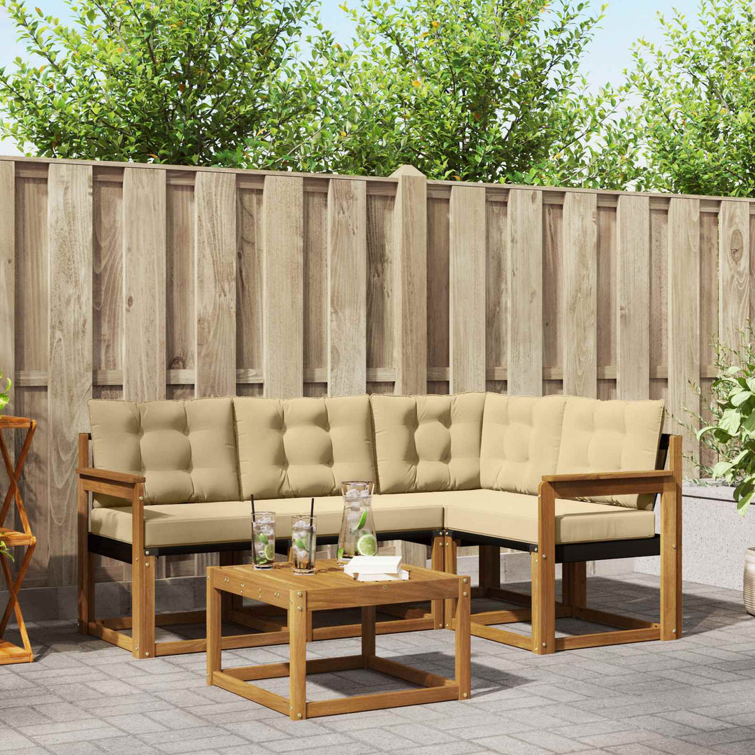 Udendørs sofagruppe med pude 5 pcs Naturlig og Beige