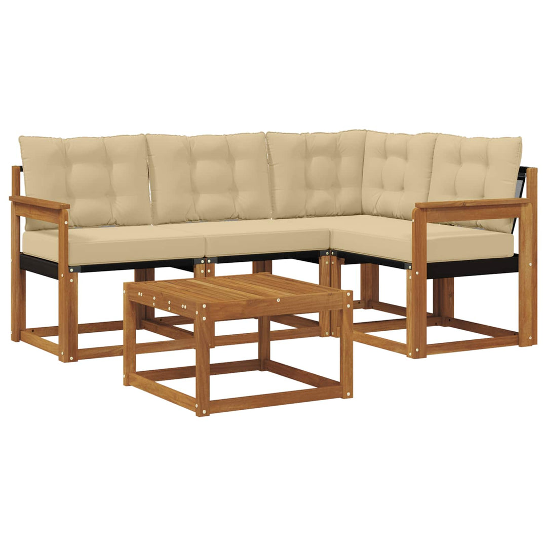 Udendørs sofagruppe med pude 5 pcs Naturlig og Beige