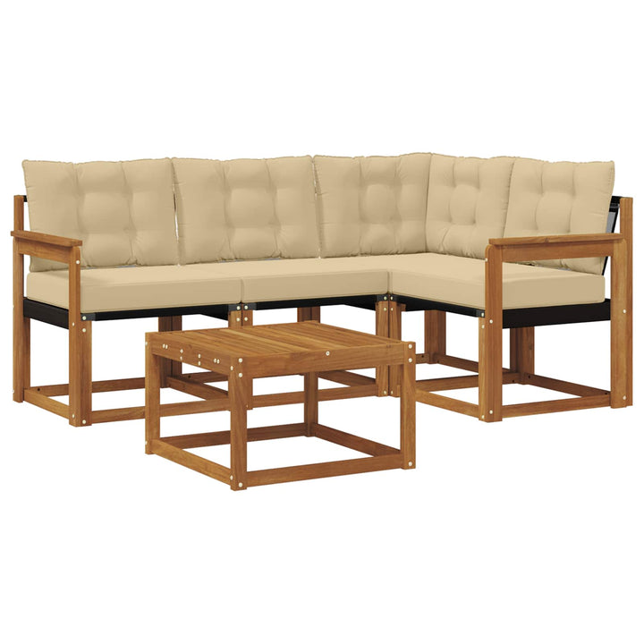 Udendørs sofagruppe med pude 5 pcs Naturlig og Beige