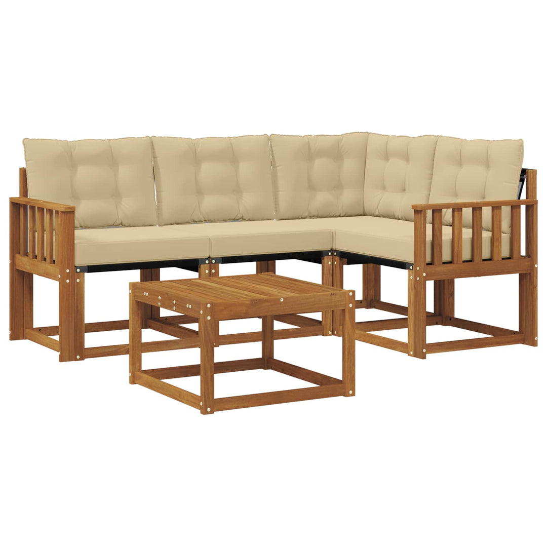 Udendørs sofagruppe med pude 5 pcs Naturlig og Beige