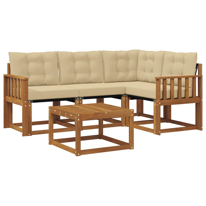 Udendørs sofagruppe med pude 5 pcs Naturlig og Beige