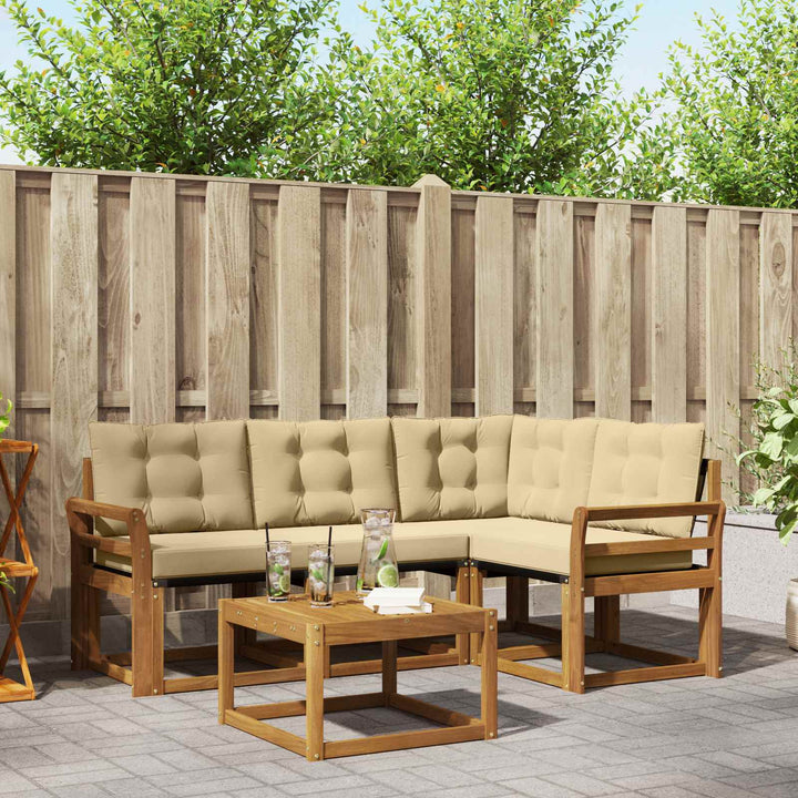 Udendørs sofagruppe med pude 5 pcs Naturlig og Beige