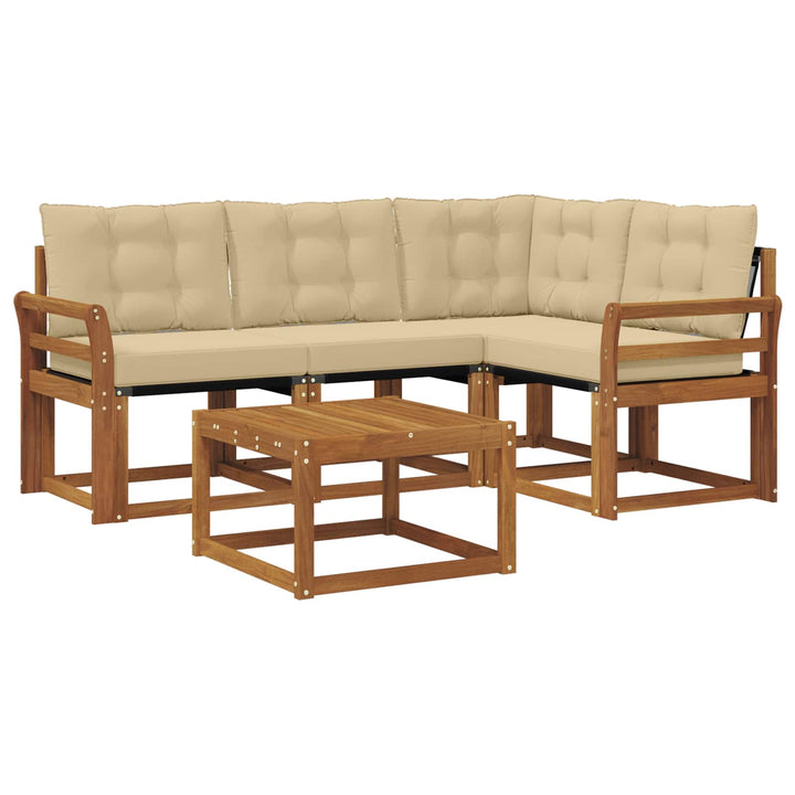 Udendørs sofagruppe med pude 5 pcs Naturlig og Beige