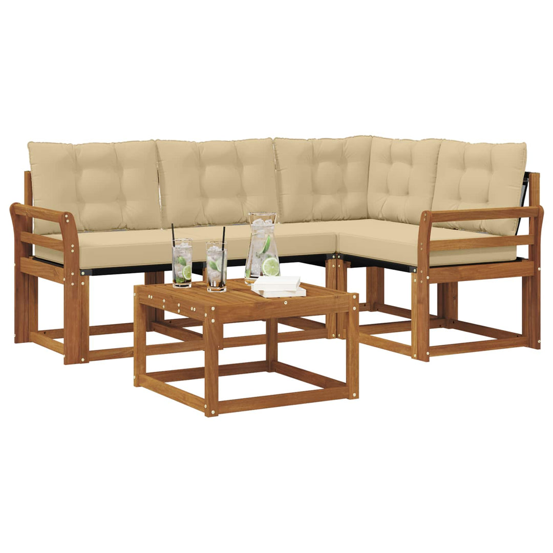 Udendørs sofagruppe med pude 5 pcs Naturlig og Beige