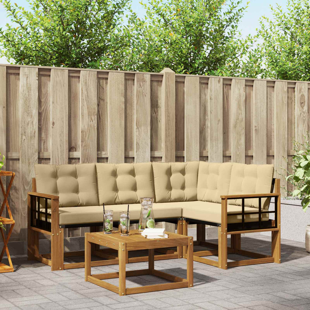 Udendørs sofagruppe med pude 5 pcs Naturlig og Beige