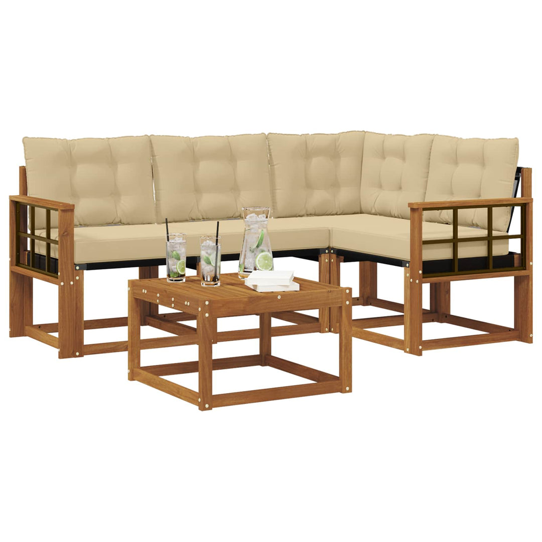 Udendørs sofagruppe med pude 5 pcs Naturlig og Beige