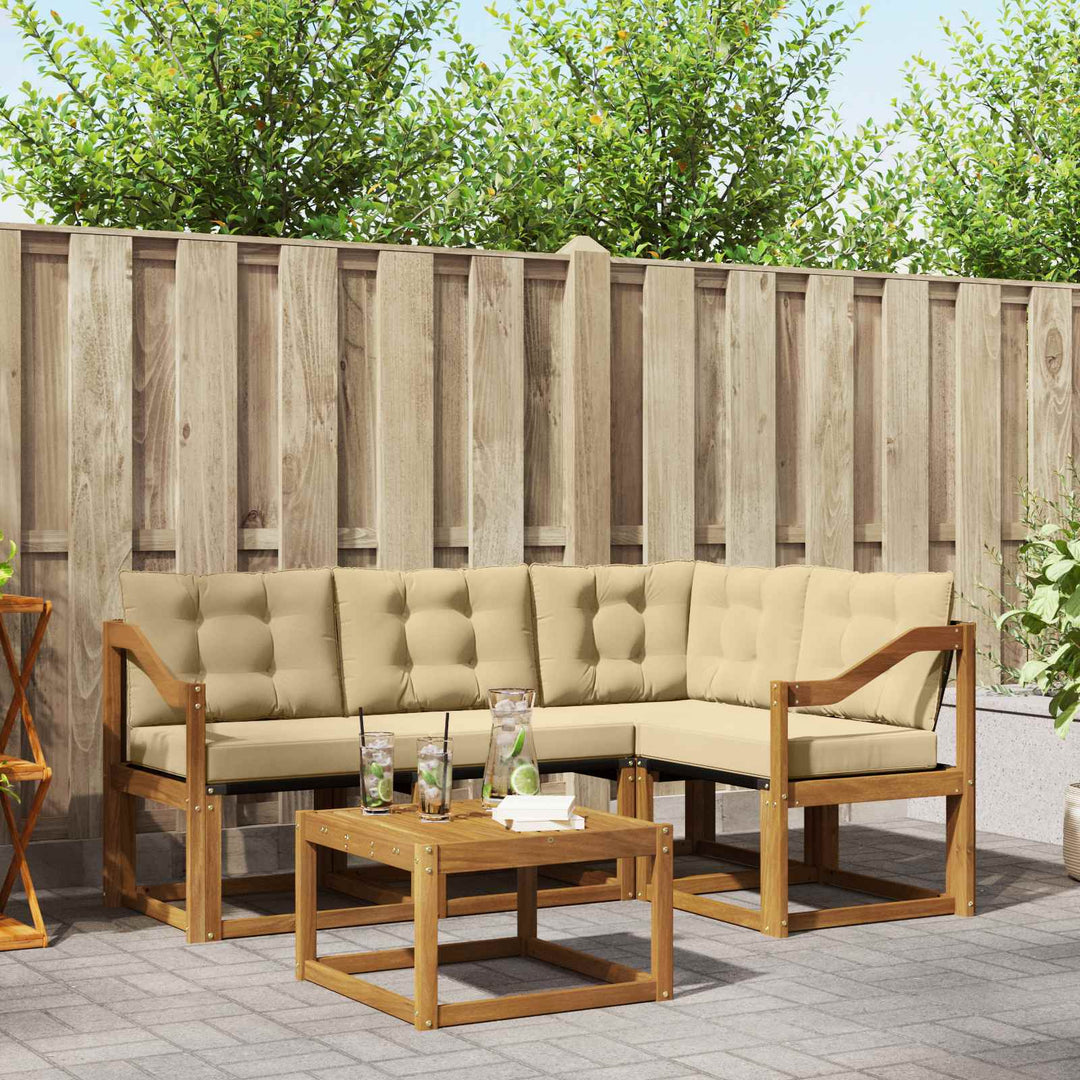 Udendørs sofagruppe med pude 5 pcs Naturlig og Beige
