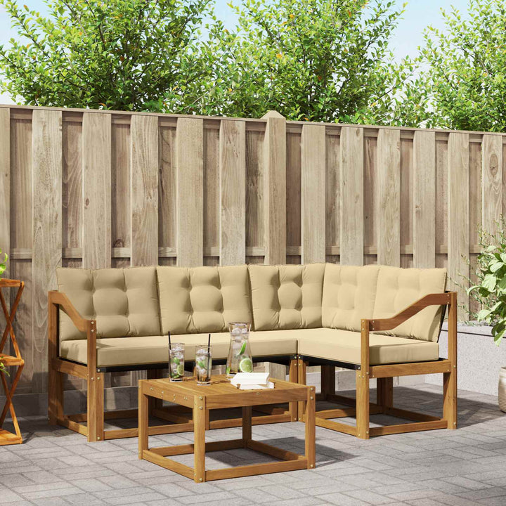 Udendørs sofagruppe med pude 5 pcs Naturlig og Beige