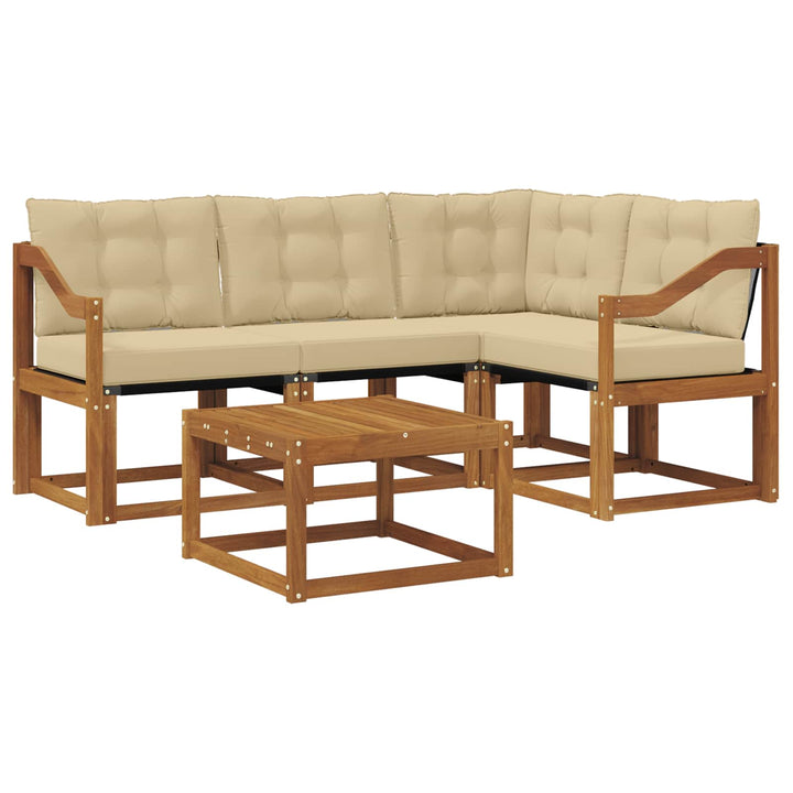 Udendørs sofagruppe med pude 5 pcs Naturlig og Beige