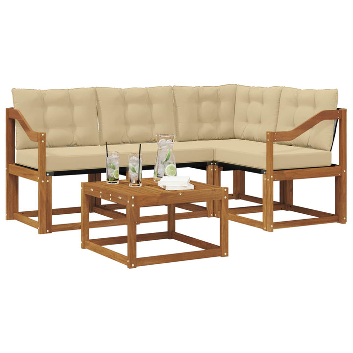 Udendørs sofagruppe med pude 5 pcs Naturlig og Beige